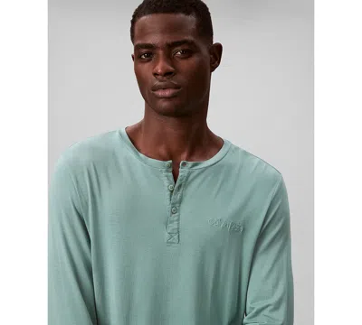 Calvin Klein Men's Henley Neck Sleep Top In Green