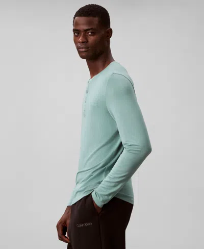Calvin Klein Men's Henley Neck Sleep Top In Green