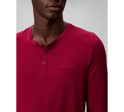 Calvin Klein Men's Ultra Soft Modal Henley Sleep Top In Red