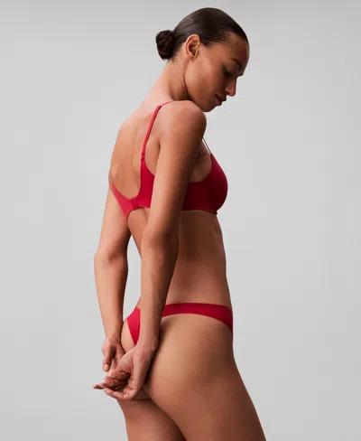 Calvin Klein Perfectly Fit Push Up Plunge Bra In Red