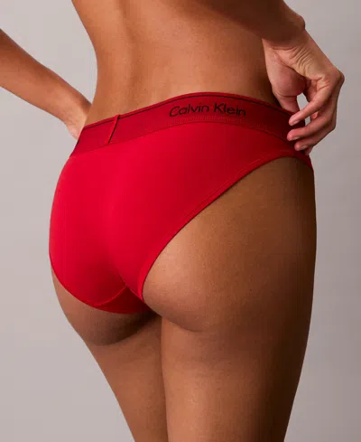 Calvin Klein Women's Icon Cotton Modal Metallic Lightly Lined Triangle Bralette In Red