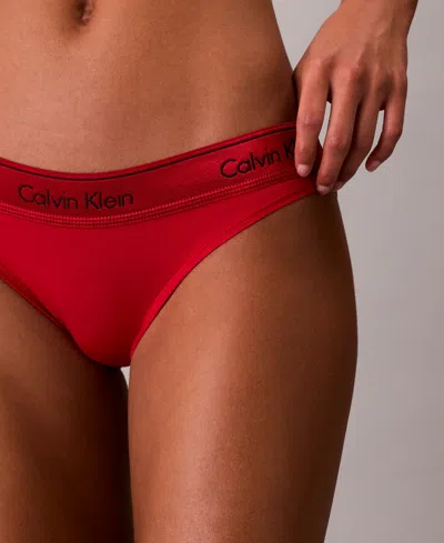 Calvin Klein Women's Icon Cotton Modal Metallic Lightly Lined Triangle Bralette In Red