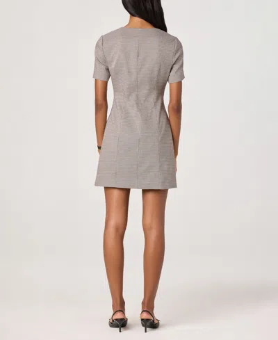 Astr The Label Houndstooth Short Sleeve Button-up Minidress In Gray