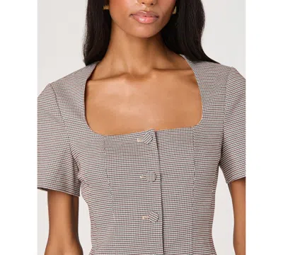 Astr The Label Houndstooth Short Sleeve Button-up Minidress In Gray