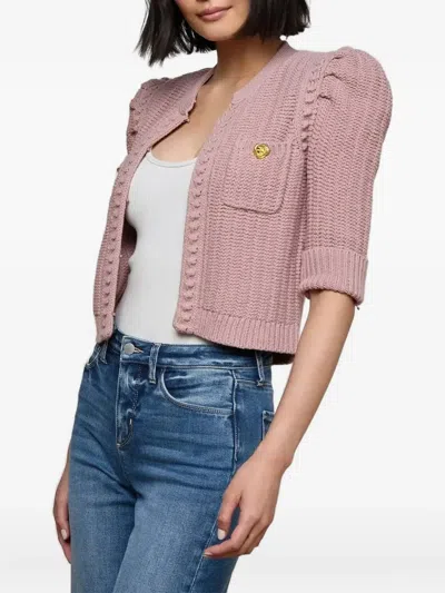 L'agence Delilah Crop Textured Cardigan In Light Mauve Gold In Pink