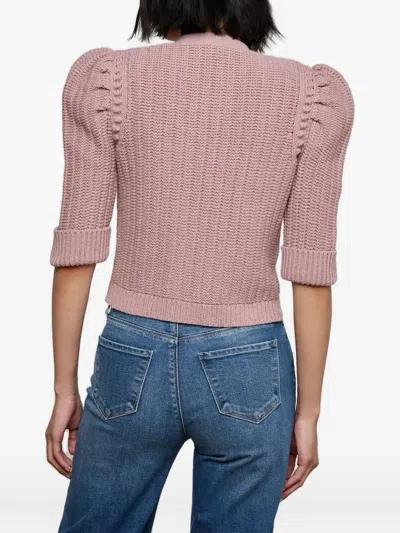 L'agence Delilah Crop Textured Cardigan In Light Mauve Gold In Pink