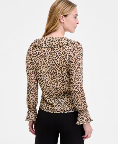 On 34th Women's Printed Ruffle Chiffon Blouse, Macy's Exclusive In Animal Print