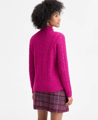 On 34th Women's Mock-neck Cable-knit Pullover Sweater, Created For Macy's In Pink