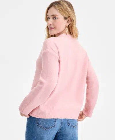 On 34th Women's Sip Sparkle Repeat Crewneck Sweater, Macy's Exclusive In Pink