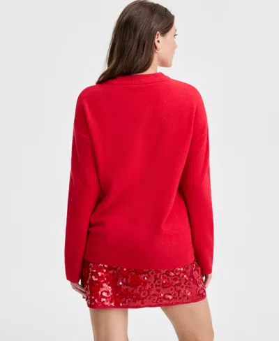 On 34th Women's Cheers Darling Crewneck Sweater, Macy's Exclusive In Red