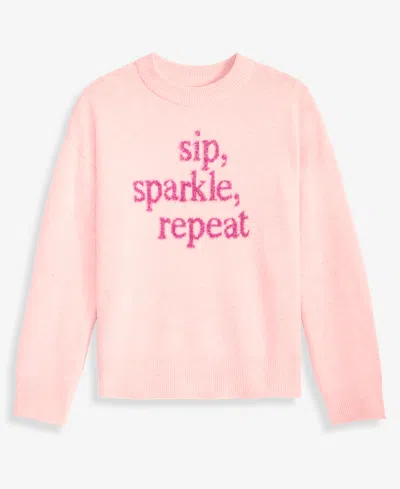 On 34th Women's Sip Sparkle Repeat Crewneck Sweater, Macy's Exclusive In Pink