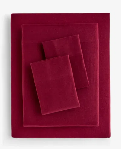 Charter Club Solid Flannel Cotton 4-pc. Sheet Set, Full, Exclusively At Macy's In Red