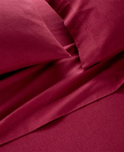 Charter Club Solid Flannel Cotton 4-pc. Sheet Set, Full, Exclusively At Macy's In Red