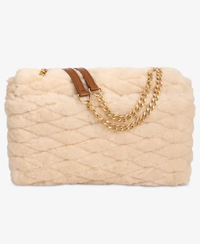 Inc International Concepts Soft Ajae Quilted Faux Fur Handbag, Macy's Exclusive In Neutral