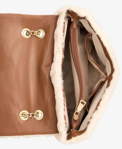 Inc International Concepts Soft Ajae Quilted Faux Fur Handbag, Macy's Exclusive In Neutral