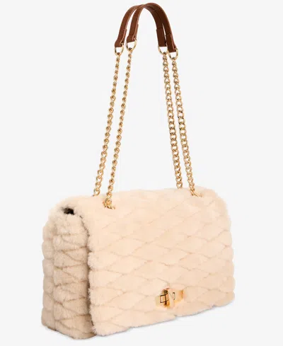 Inc International Concepts Soft Ajae Quilted Faux Fur Handbag, Macy's Exclusive In Neutral