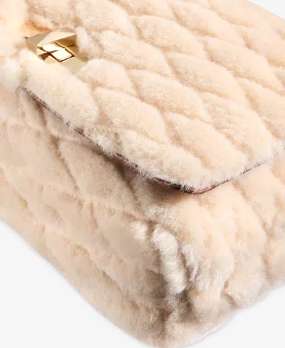 Inc International Concepts Soft Ajae Quilted Faux Fur Handbag, Macy's Exclusive In Neutral