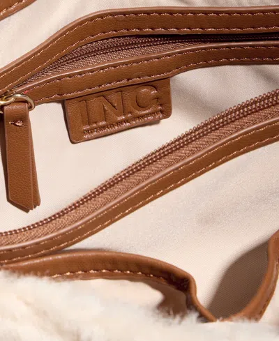 Inc International Concepts Soft Ajae Quilted Faux Fur Handbag, Macy's Exclusive In Neutral
