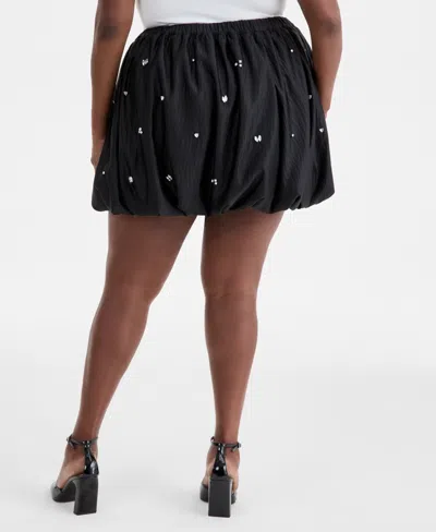 On 34th Trendy Plus Size Rhinestone-embellished Bubble Skirt, Macy's Exclusive In Black