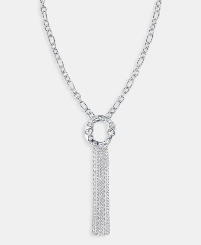 Inc International Concepts Crystal Circle & Fringe Pendant Necklace, 28" + 3" Extender, Macy's Exclusive In Gray