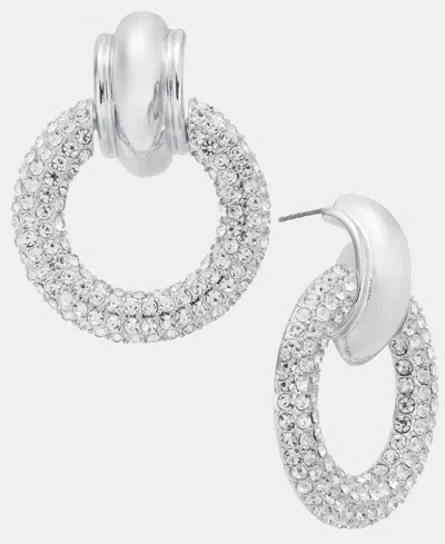 Inc International Concepts Pave Circle Drop Earrings, Macy's Exclusive In Silver