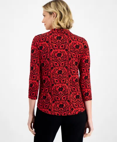 Jm Collection Plus Size Printed 3/4-sleeve Top, Macy's Exclusive