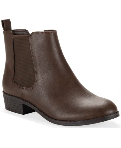 Style & Co Women's Charlyy Gore Block Heel Booties, Macy's Exclusive In Brown