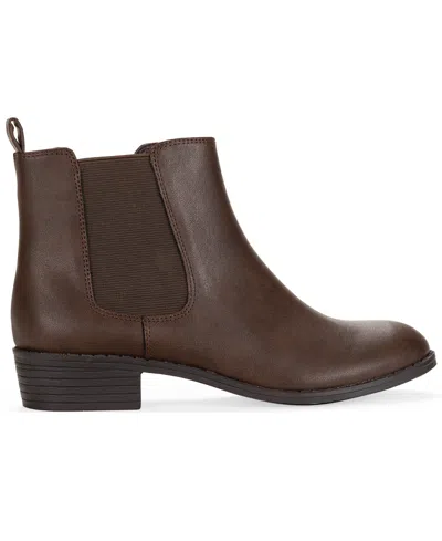 Style & Co Women's Charlyy Gore Block Heel Booties, Macy's Exclusive In Brown