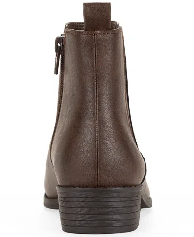 Style & Co Women's Charlyy Gore Block Heel Booties, Macy's Exclusive In Brown