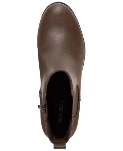 Style & Co Women's Charlyy Gore Block Heel Booties, Macy's Exclusive In Brown
