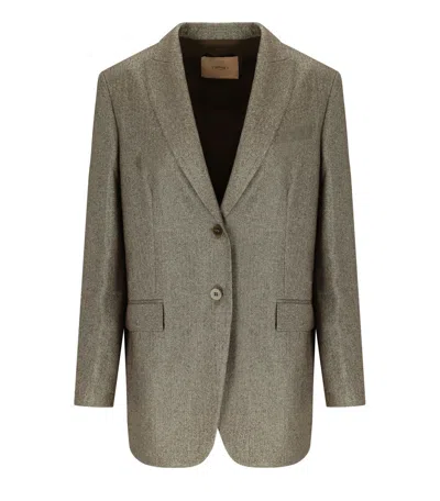 Twinset Beige Single-breasted Blazer In Gray