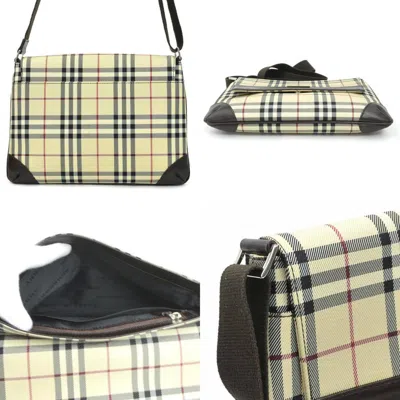 Pre-owned Burberry Beige Brown Nylon Canvas Leather Shoulder Bag () In Multi