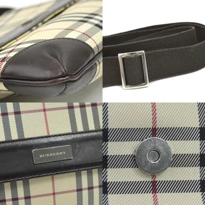 Pre-owned Burberry Beige Brown Nylon Canvas Leather Shoulder Bag () In Multi