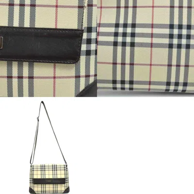 Pre-owned Burberry Beige Brown Nylon Canvas Leather Shoulder Bag () In Multi