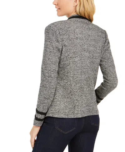 Tommy Hilfiger Plus Size Double-breasted Open-front Jacket In Gray