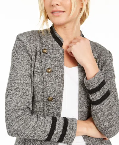 Tommy Hilfiger Plus Size Double-breasted Open-front Jacket In Gray