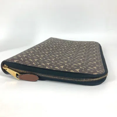 Pre-owned Burberry Brown Leather Canvas Clutch Bag Pouch ()