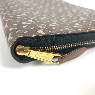 Pre-owned Burberry Brown Leather Canvas Clutch Bag Pouch ()