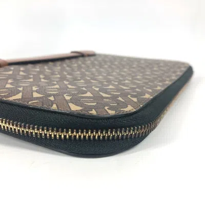 Pre-owned Burberry Brown Leather Canvas Clutch Bag Pouch ()