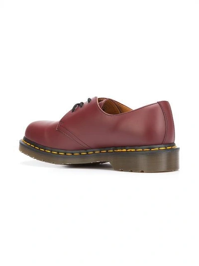 Dr. Martens Stitch Detailed Derby Shoes In Red