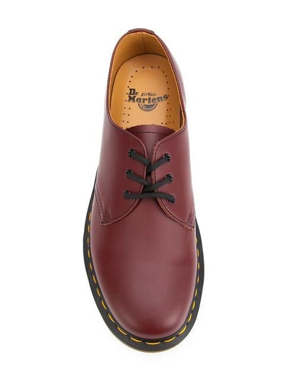 Dr. Martens Stitch Detailed Derby Shoes In Red