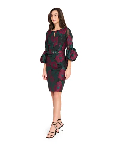 Tahari Asl Floral Jacquard Sheath Dress In Multi