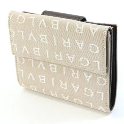 Pre-owned Bvlgari Beige Dark Brown Canvas Leather Wallet (bi-fold) () In Multi