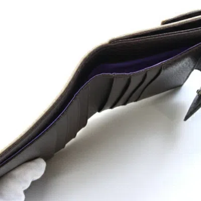 Pre-owned Bvlgari Beige Dark Brown Canvas Leather Wallet (bi-fold) () In Multi