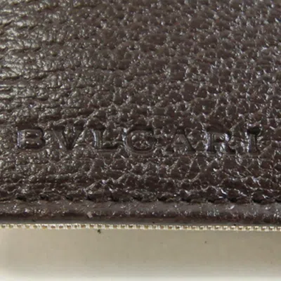 Pre-owned Bvlgari Beige Dark Brown Canvas Leather Wallet (bi-fold) () In Multi