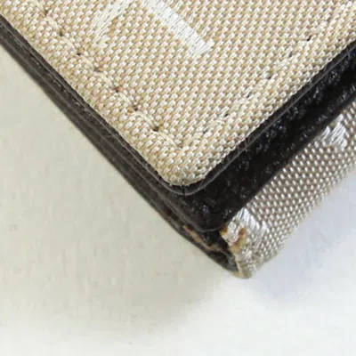Pre-owned Bvlgari Beige Dark Brown Canvas Leather Wallet (bi-fold) () In Multi