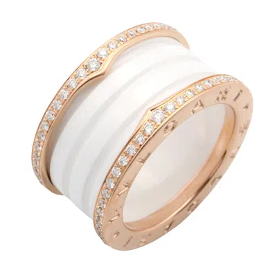Pre-owned Bvlgari Pink Gold Clear White Pink Gold (18k) Ceramic Band Ring ()