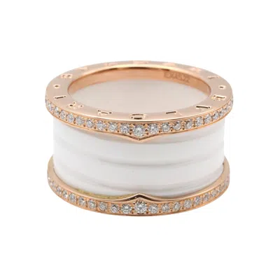 Pre-owned Bvlgari Pink Gold Clear White Pink Gold (18k) Ceramic Band Ring ()