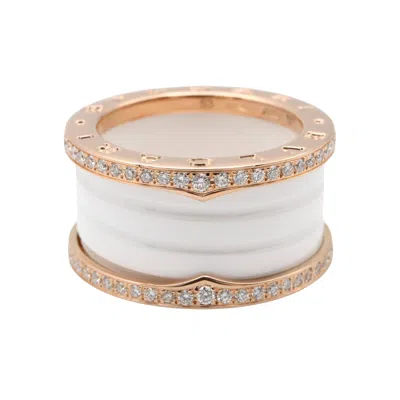 Pre-owned Bvlgari Pink Gold Clear White Pink Gold (18k) Ceramic Band Ring ()