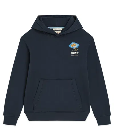 Scotch & Soda Boys Toddler 4t-7t Long Sleeve Graphic Fleece Hoodie In Blue